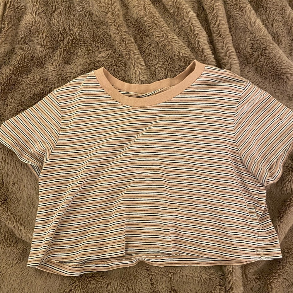 Urban outfitters stripped crop top tee